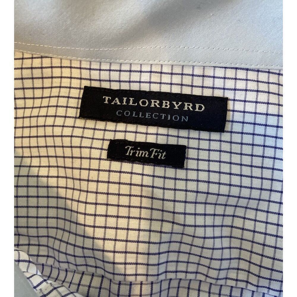 Tailorbyrd Button Up Check Shirt Size 17 Men’s Blue Long Sleeve - Picture 3 of 8